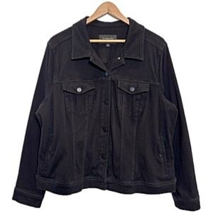 Liverpool Los Angeles Classic Powerflex Black Knit Jean Jacket Womens Size XXL